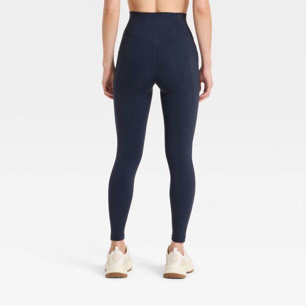 All In Motion - Women's Super Flex High-Rise 7/8 Pocketed Leggings Navy Blue - Picture 2 of 4